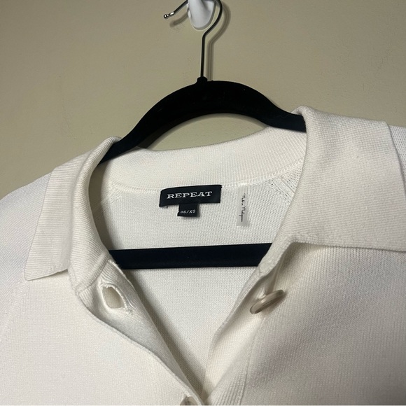 Repeat Size XS Cotton Blend Cardigan Fringe Ivory - Picture 10 of 13